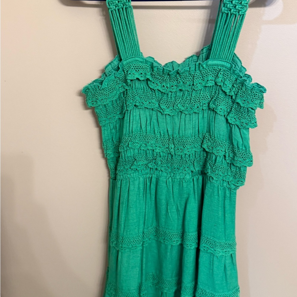 Green Ruffled Sleeveless Dress